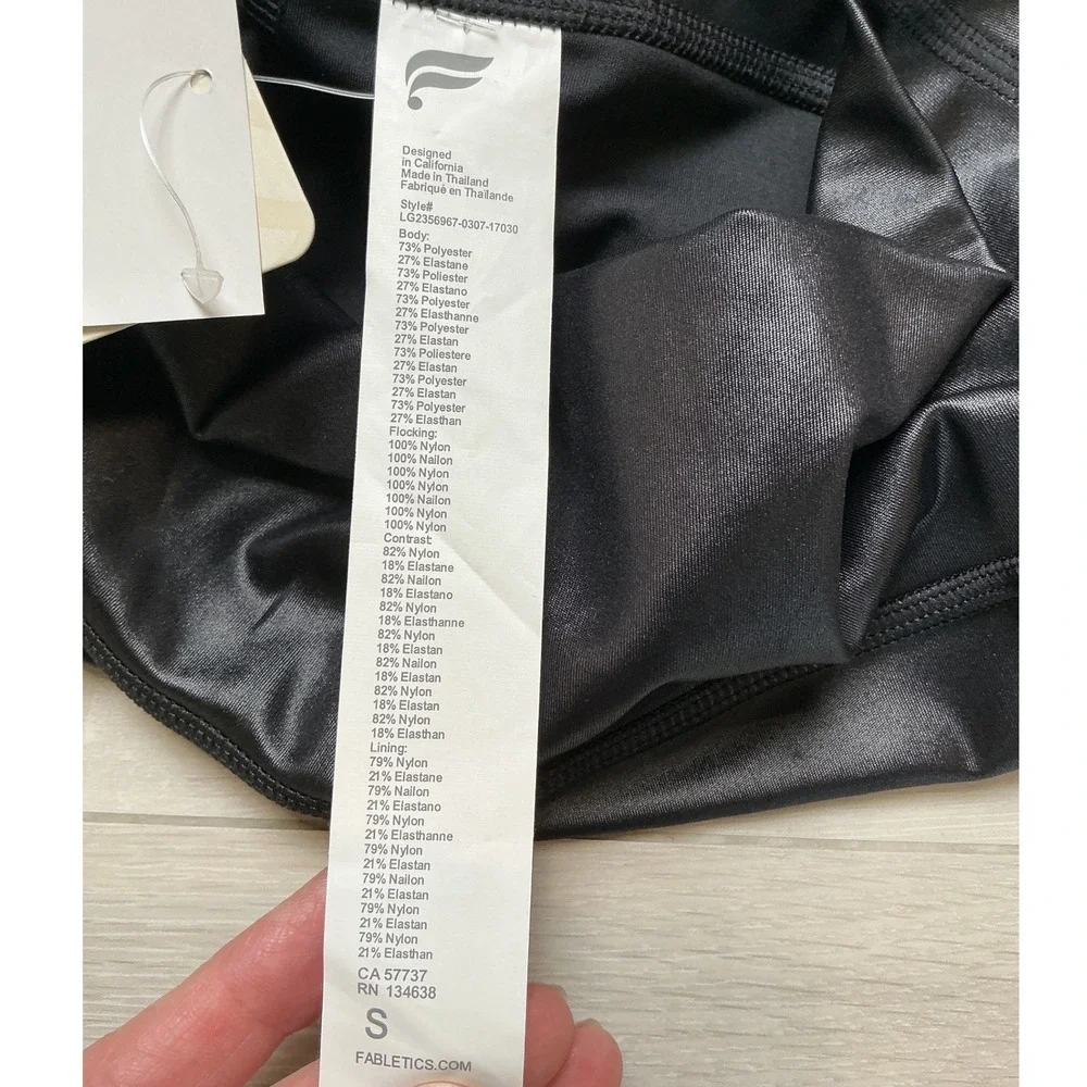 Fabletics Motion365+ Contour Leggings Women S Black Shine New‎ With Tags